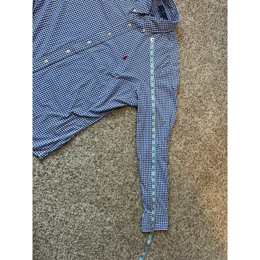 Ralph Lauren Performance Shirt Mens L Blue Gingham Check Stretch Long Sleeve